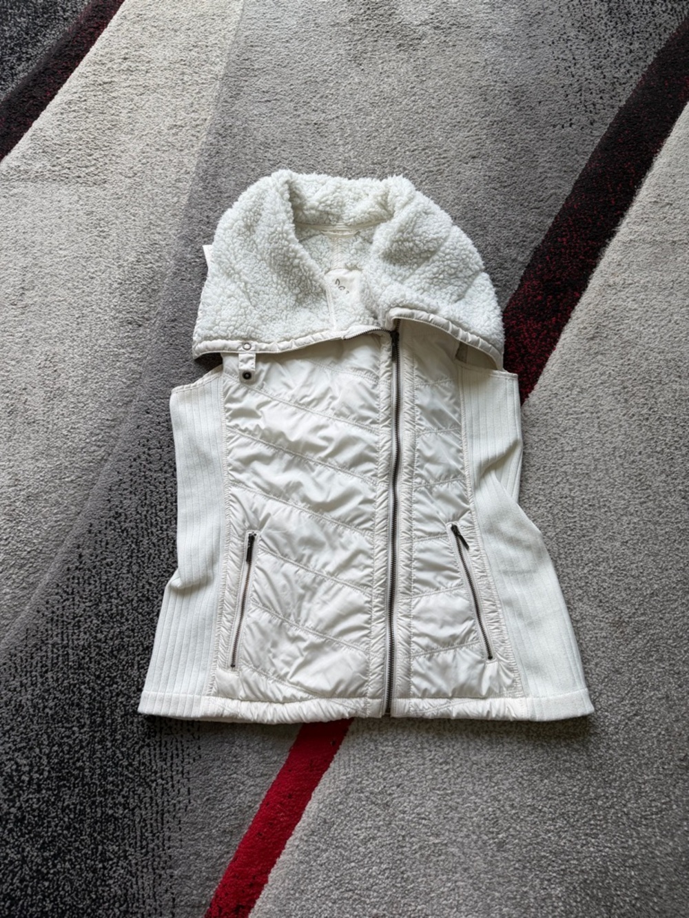 Prana Ivory Sherpa Lined Asymmetrical Zipper Vest